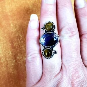 New Amethyst & Tigers Eye Silver Ring.